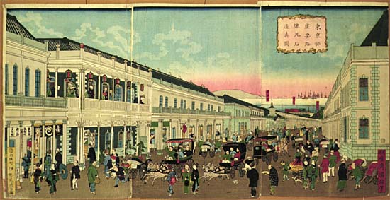 東京銀座要路煉瓦石造真図の画像