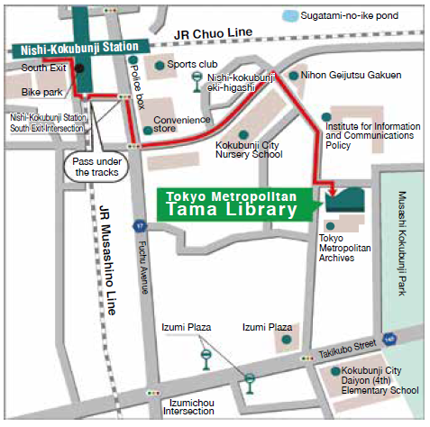 the Tokyo Metropolitan Tama Library Access Map