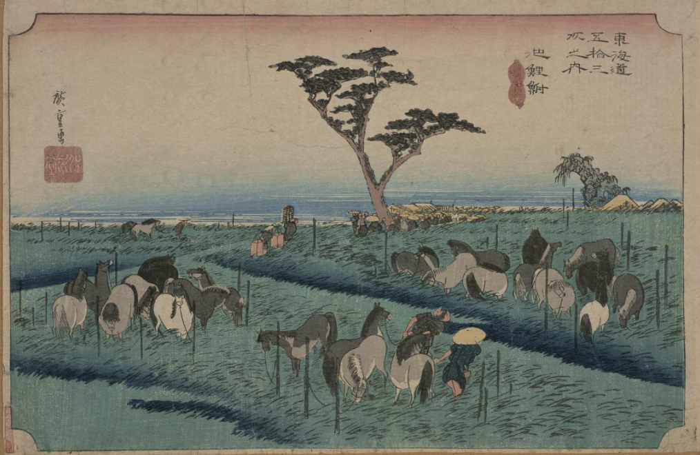 TOKYOアーカイブで見る歌川広重（1世）の「東海道五拾三次之内　池鯉鮒　首夏馬市」