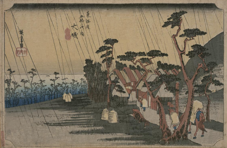 TOKYOアーカイブで見る歌川広重（1世）の「東海道五拾三次之内　大磯　虎ヶ雨」