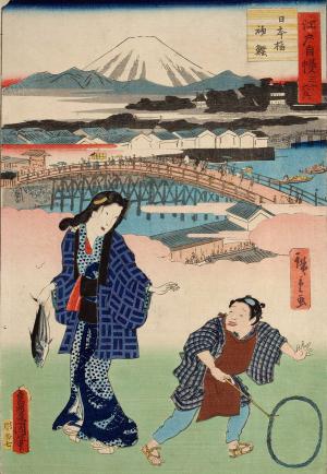 Thirty-six Views of the Pride of Edo-The first bonito pick at Nihonbashi (Edo Jiman Sanjūrokkyō Nihonbashi Hatsu-gatsuo)