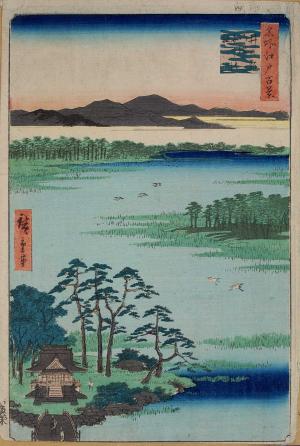 One Hundred Famous Views of Edo: Inokashira-Ike Pond, Benten-no-Yashiro